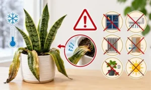 サンスベリアが寒さで弱る症状を解説する画像|冬の低温や置き場所で葉が落ちる原因と対策