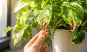 水やり不足でポトスの葉先が茶色く枯れた状態｜乾燥による葉先トラブルの症状例