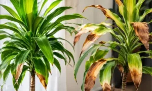 ドラセナの葉が茶色い原因は葉焼け？日当たり不足との違いを比較した写真