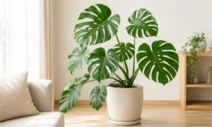 大きな葉が広がるモンステラの鉢植え。室内でも育てやすく存在感のある人気の観葉植物