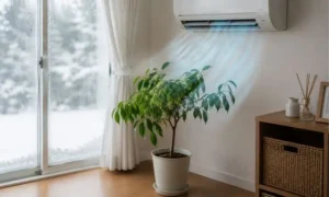 エアコンの風と冬の冷気を受け続ける観葉植物の失敗例