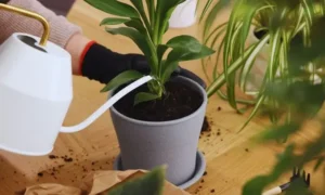 水やり後すぐに土が乾く観葉植物と根詰まりによる水切れのイメージ