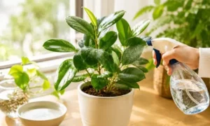 乾燥しやすい冬の室内で観葉植物の湿度を保つための葉水と水皿の活用方法